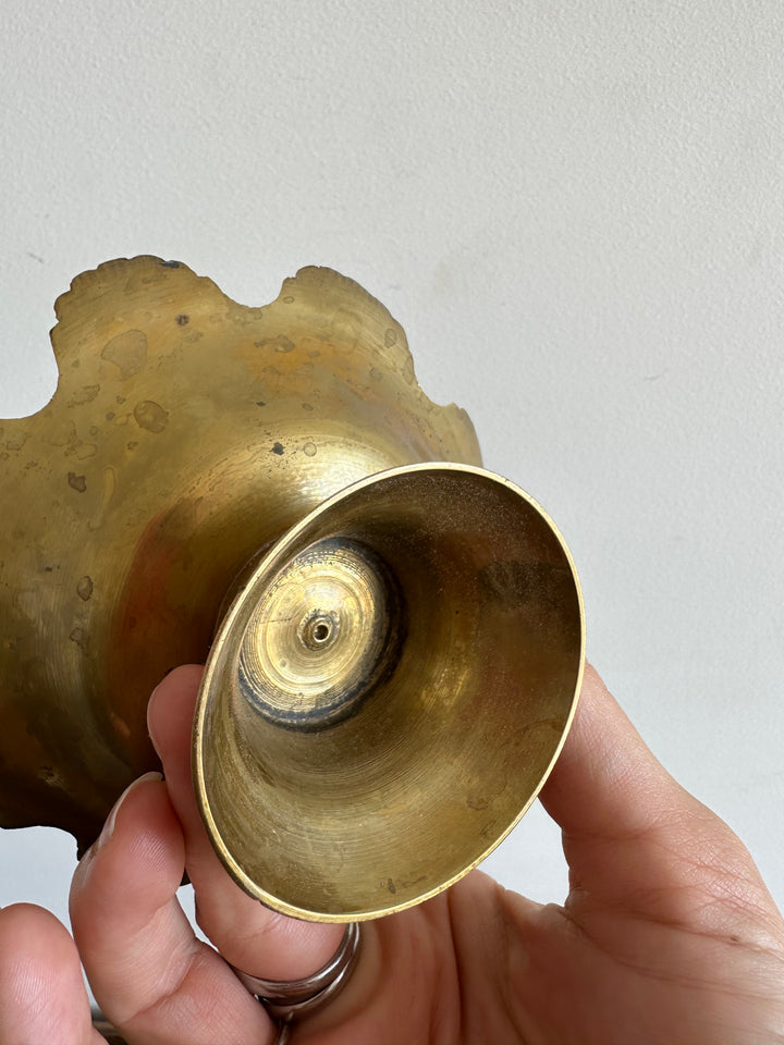 Vide poche en laiton coloré tons rose et bleu ciel