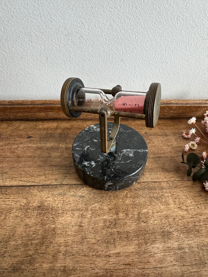 Sablier en laiton sur socle en marbre Telephone Timer
