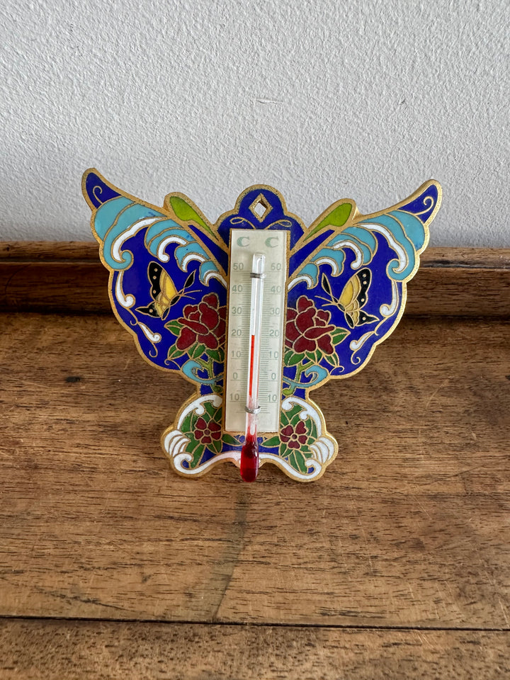Papillon thermomètre en laiton émaillé