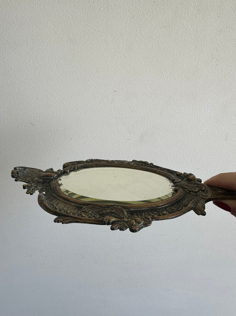 Miroir à main en bronze style rocaille