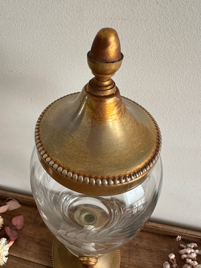 Fontaine à absinthe en cristal gravé et métal doré
