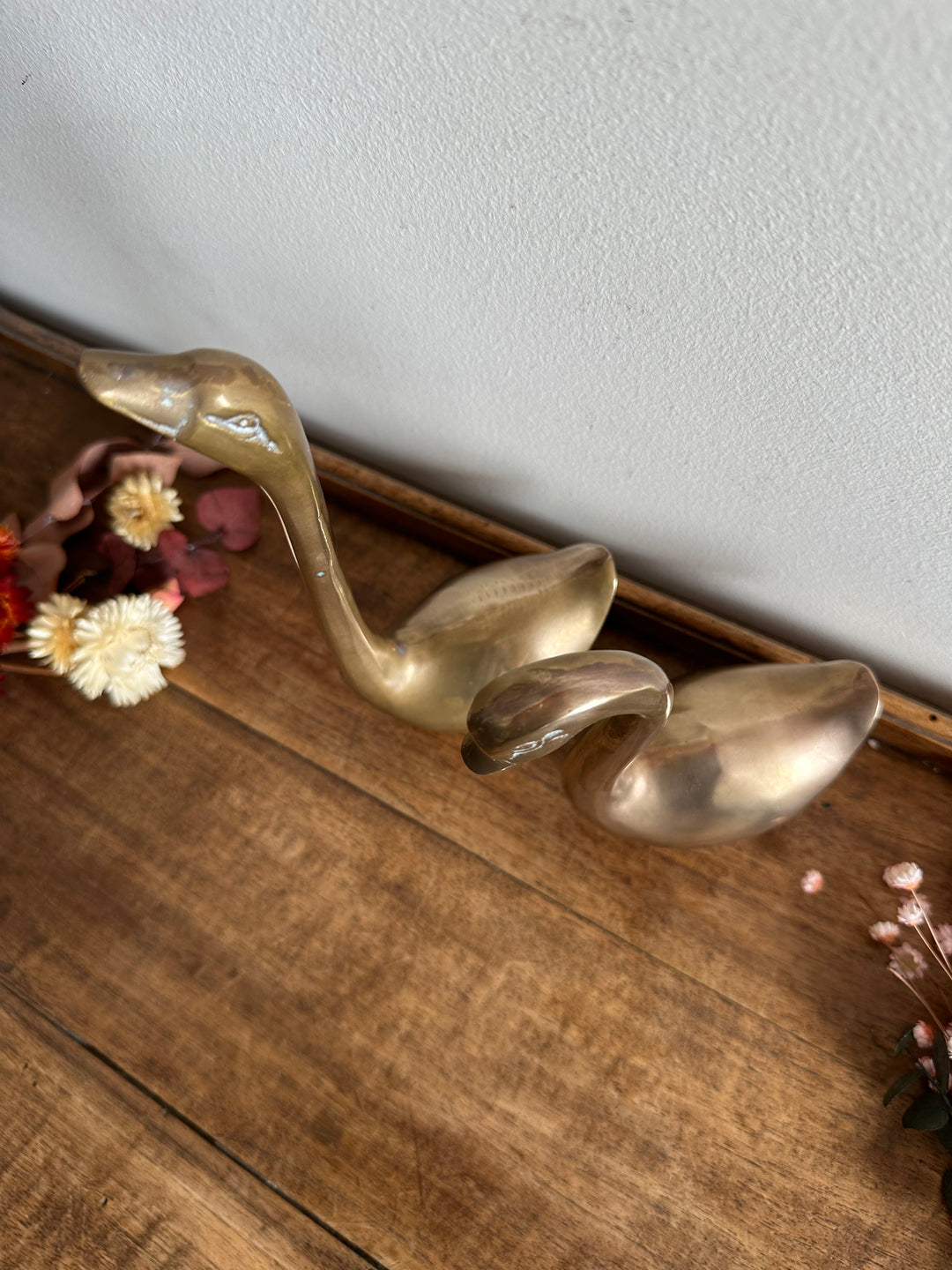 Cygnes en laiton anciens délicats