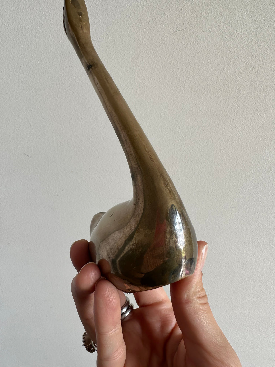 Cygnes en laiton anciens délicats