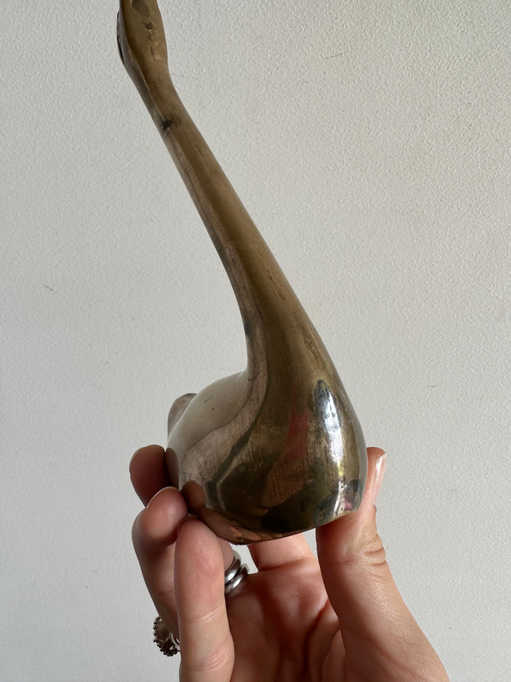 Cygnes en laiton anciens délicats