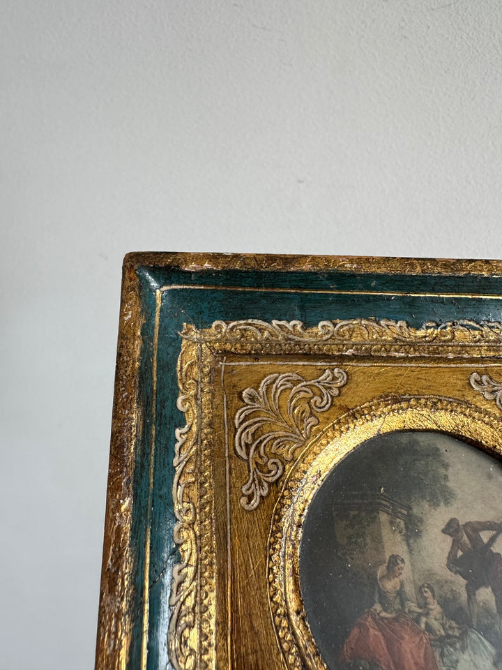 Représentation sérénade d'époque cadre en bois doré florentin