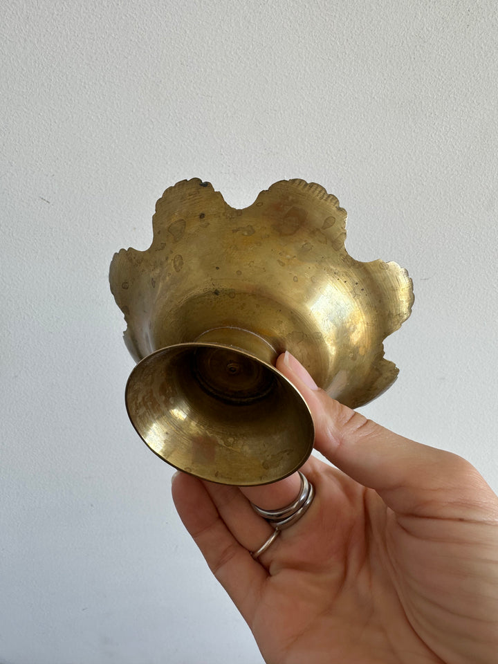 Vide poche en laiton coloré tons rose et bleu ciel