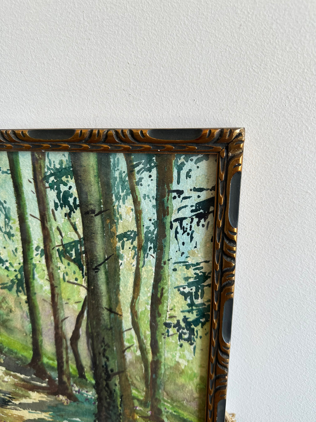 Aquarelle sous-bois signée année 1900