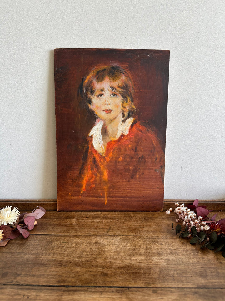 Peinture sur panneau d'après l'enfant en rouge par Lawrence