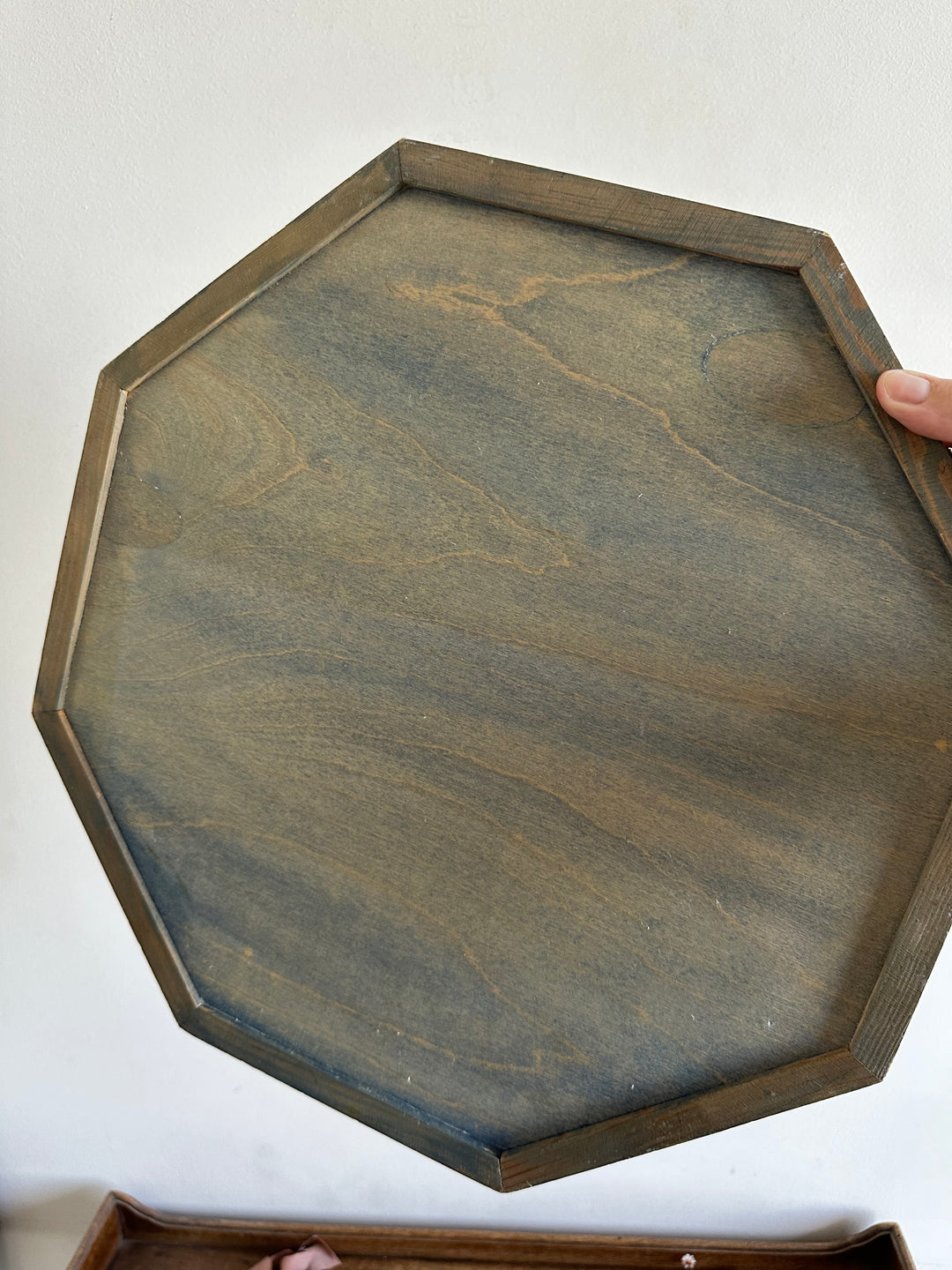 Plateau en bois octogonal peint à la main déco fleurie