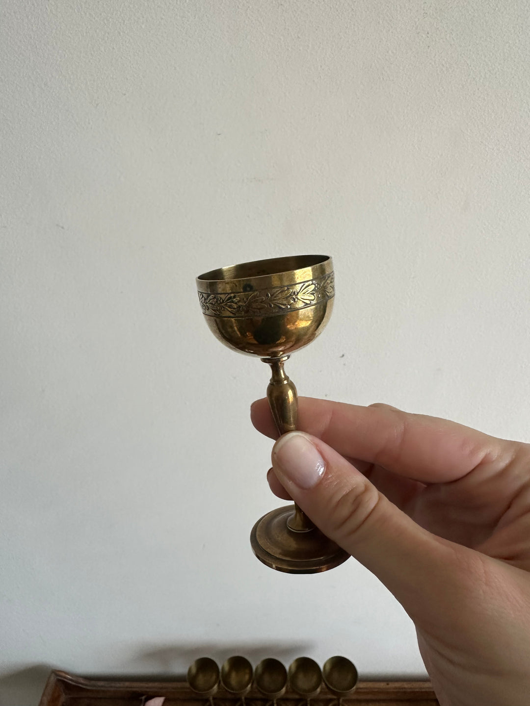 Verres à liqueur en laiton début XXème