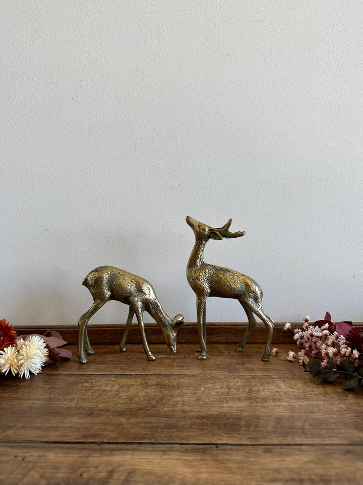 Cerf et biche en bronze