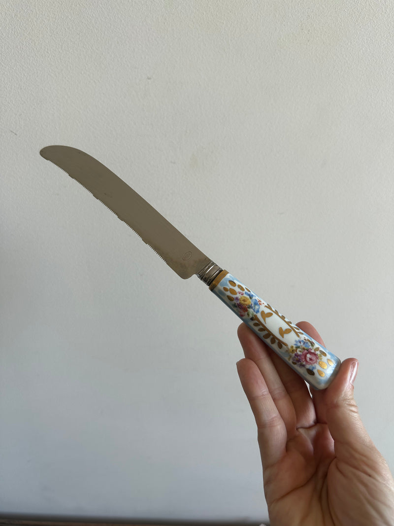 Couteau en inox manche en porcelaine peint à la main