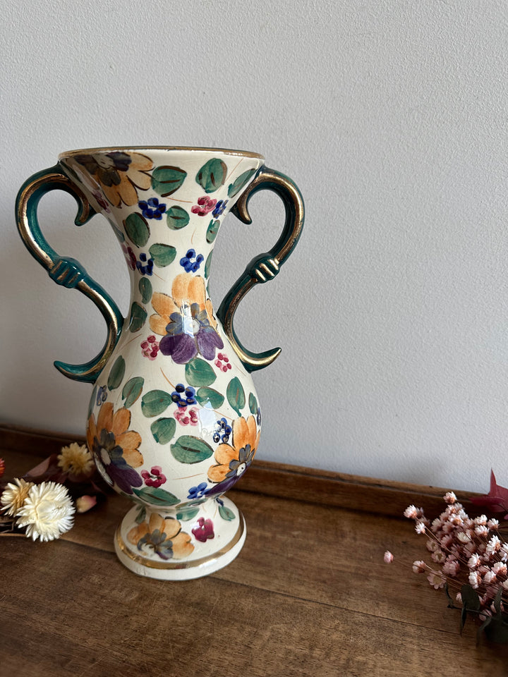 Vase en céramique émaillé peint à la main