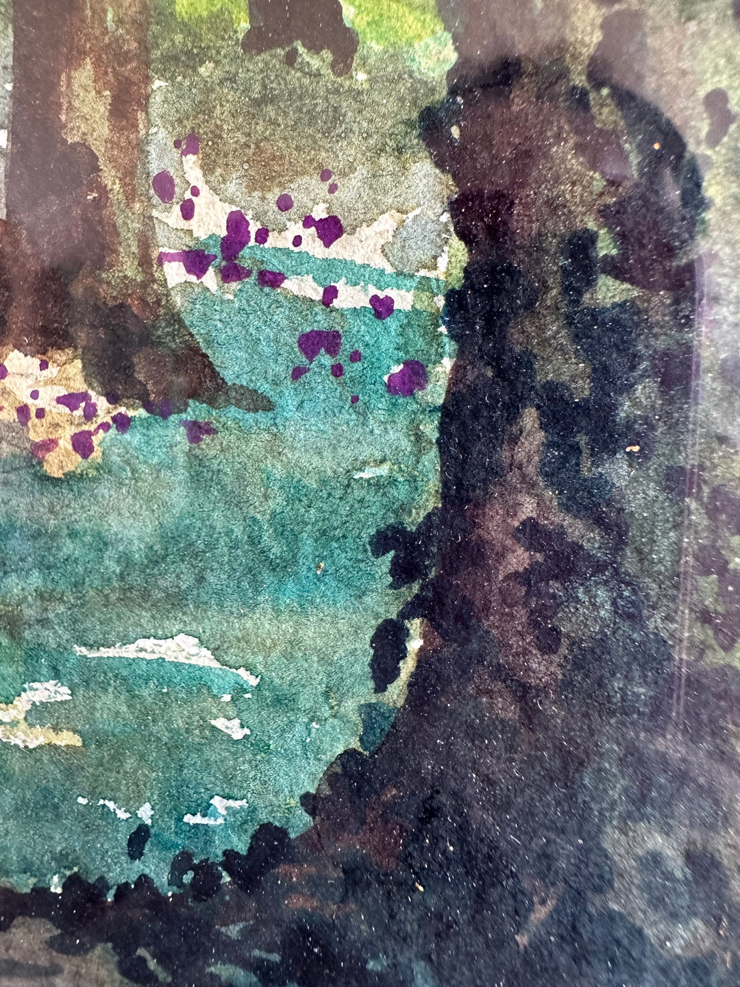 Aquarelle sous-bois signée année 1900