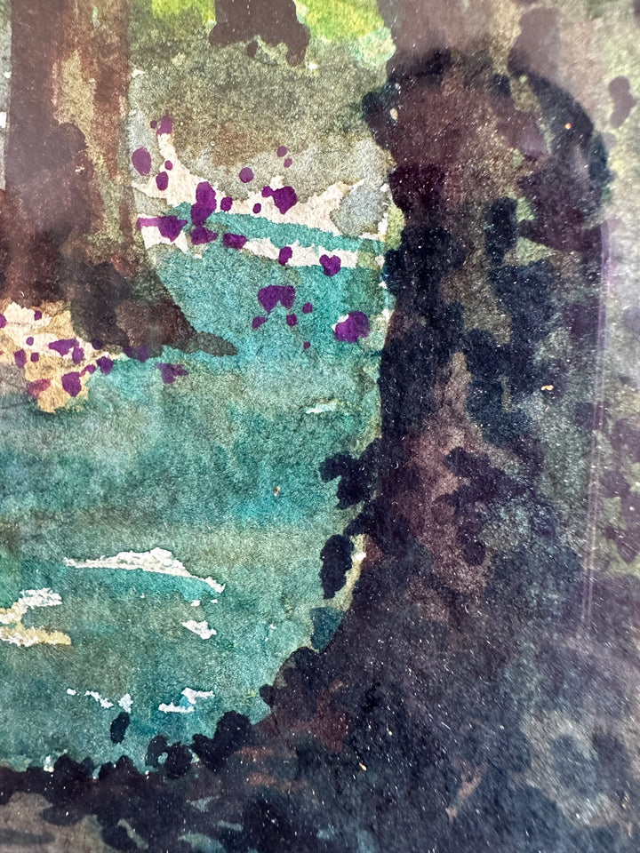 Aquarelle sous-bois signée année 1900