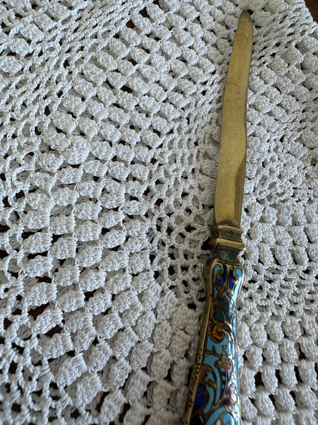 Coupe papier en bronze manche émaillé Napoléon III