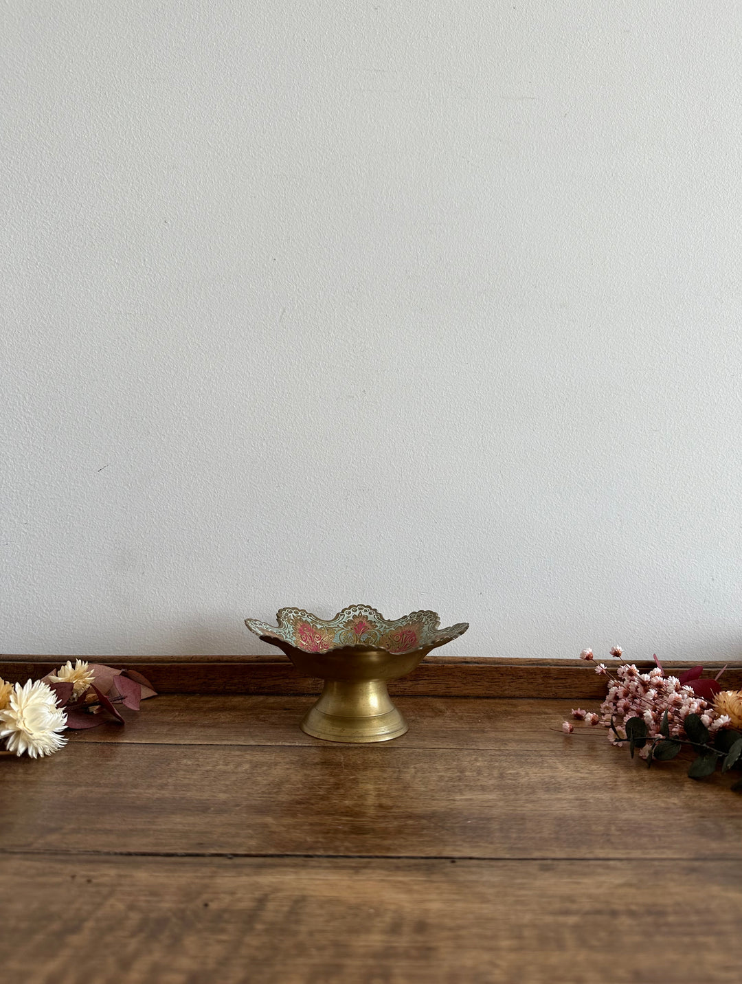 Vide poche en laiton coloré tons rose et bleu ciel