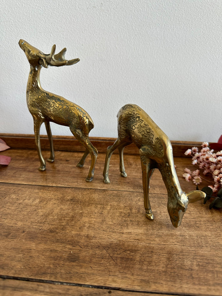 Cerf et biche en bronze