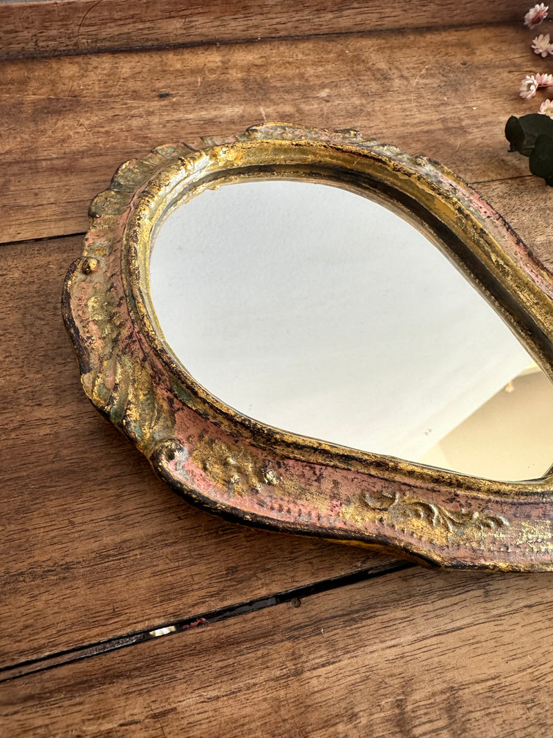 Miroir à main florentin en bois