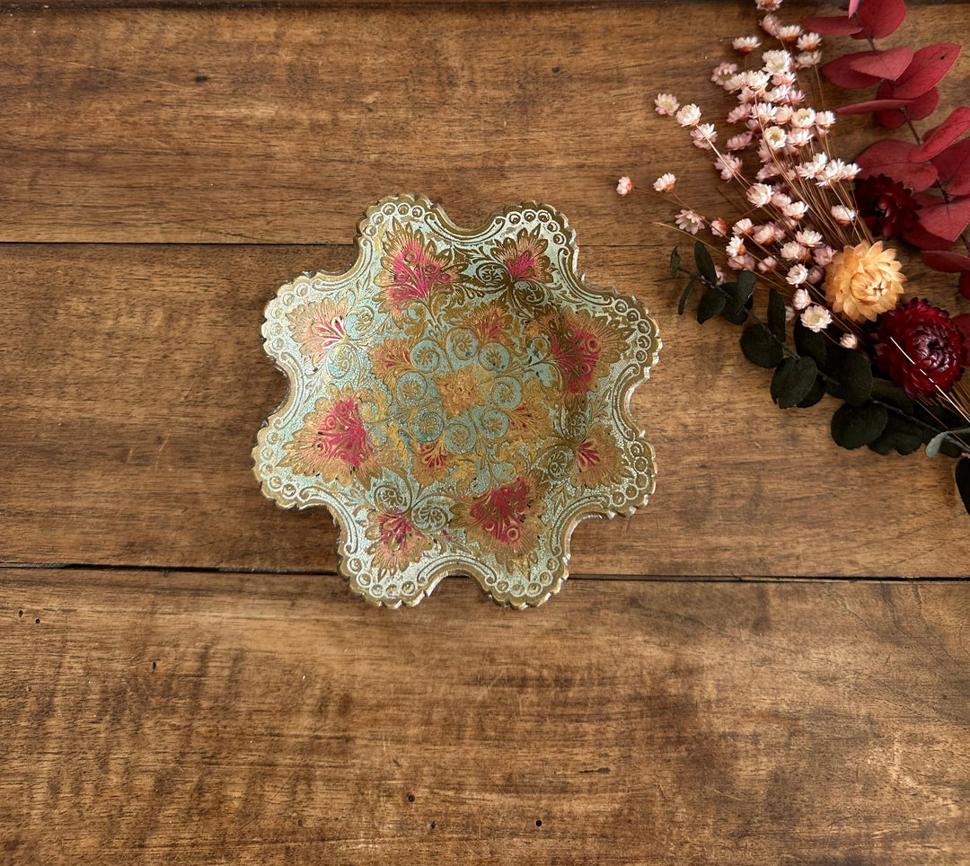 Vide poche en laiton coloré tons rose et bleu ciel