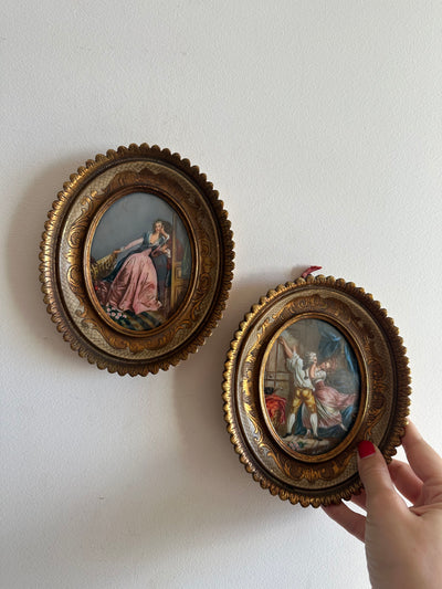 Miniatures signées cadre florentin doré