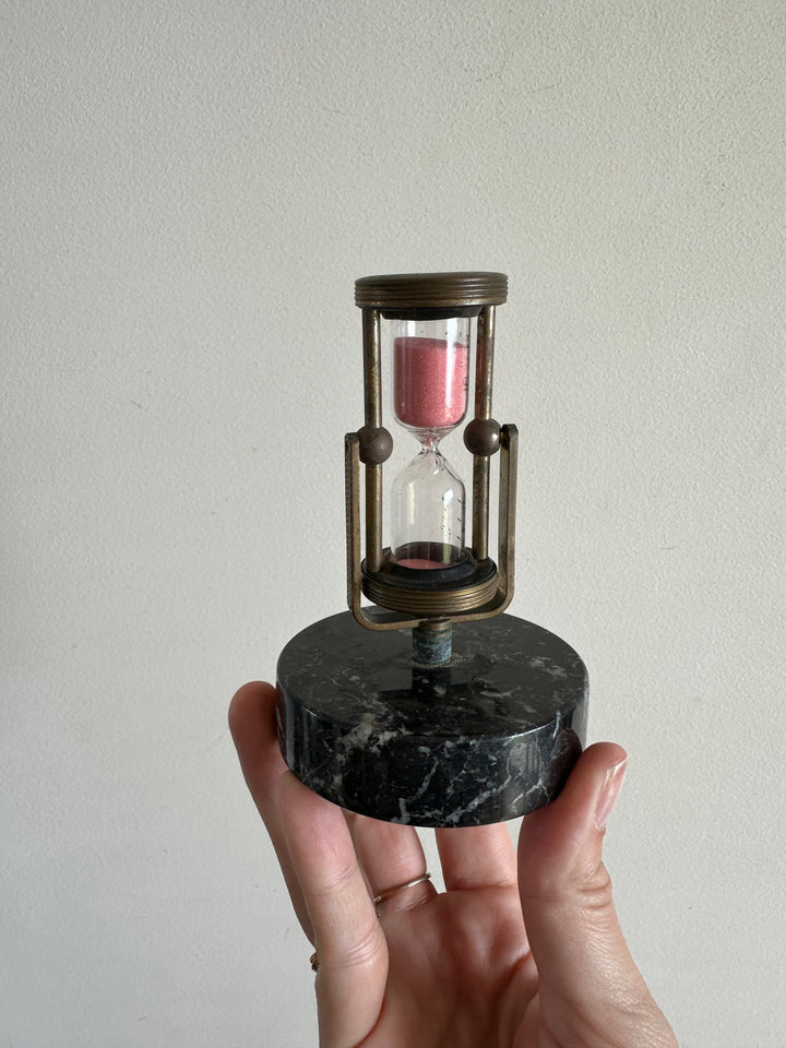 Sablier en laiton sur socle en marbre Telephone Timer