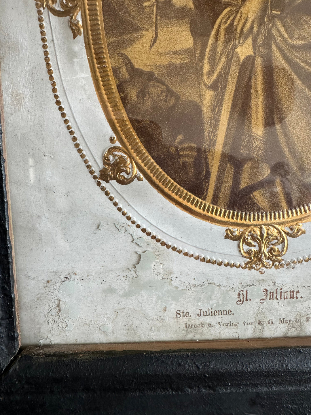 Représentation de Santa Juliana encadrée 1870