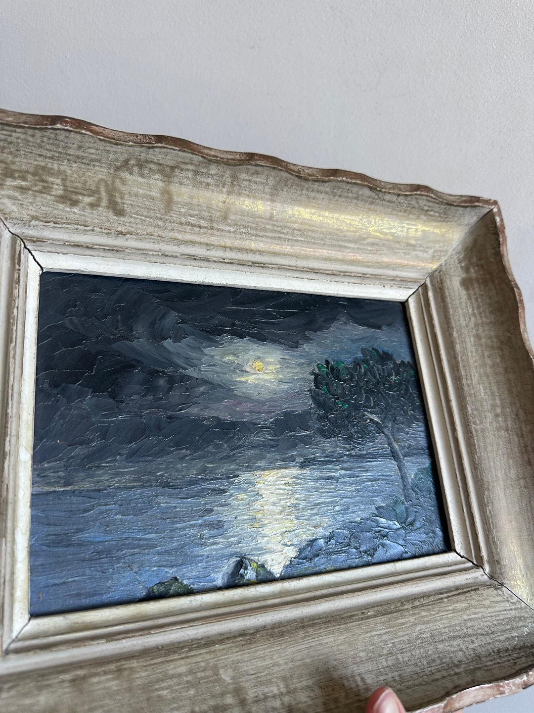 Peinture à l'huile bord de mer au clair de lune