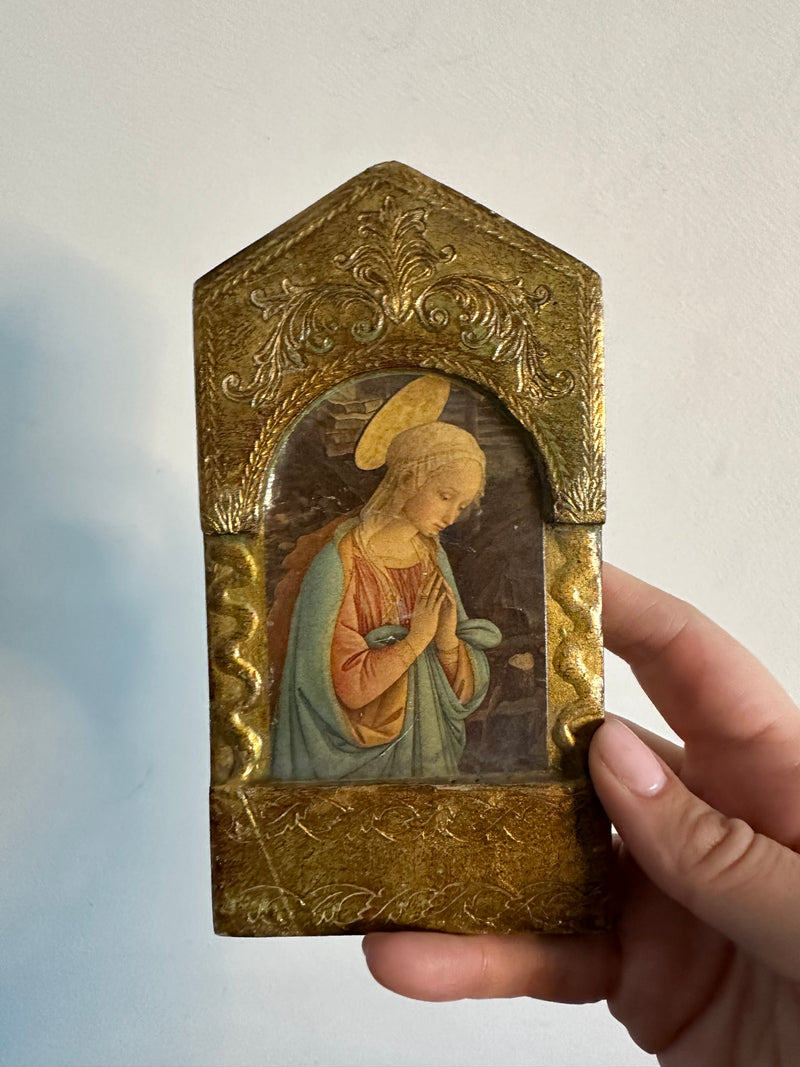 Icône religieuse en bois doré style florentin