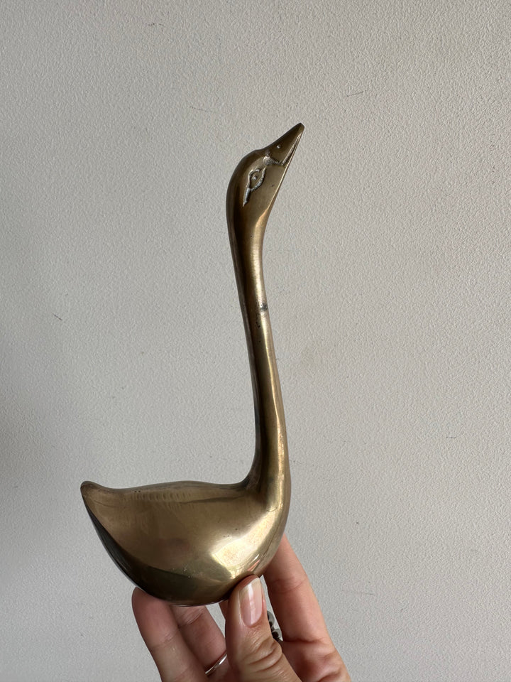 Cygnes en laiton anciens délicats