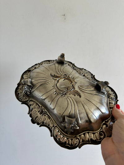 Vide poche Art Nouveau en alliage cuivre et métal argenté