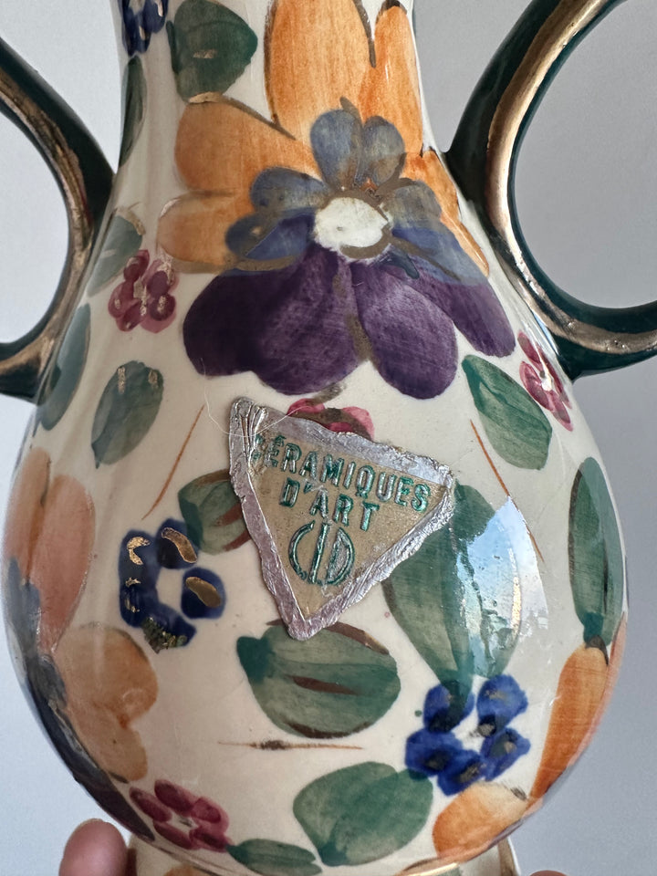 Vase en céramique émaillé peint à la main