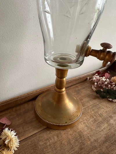 Fontaine à absinthe en cristal gravé et métal doré