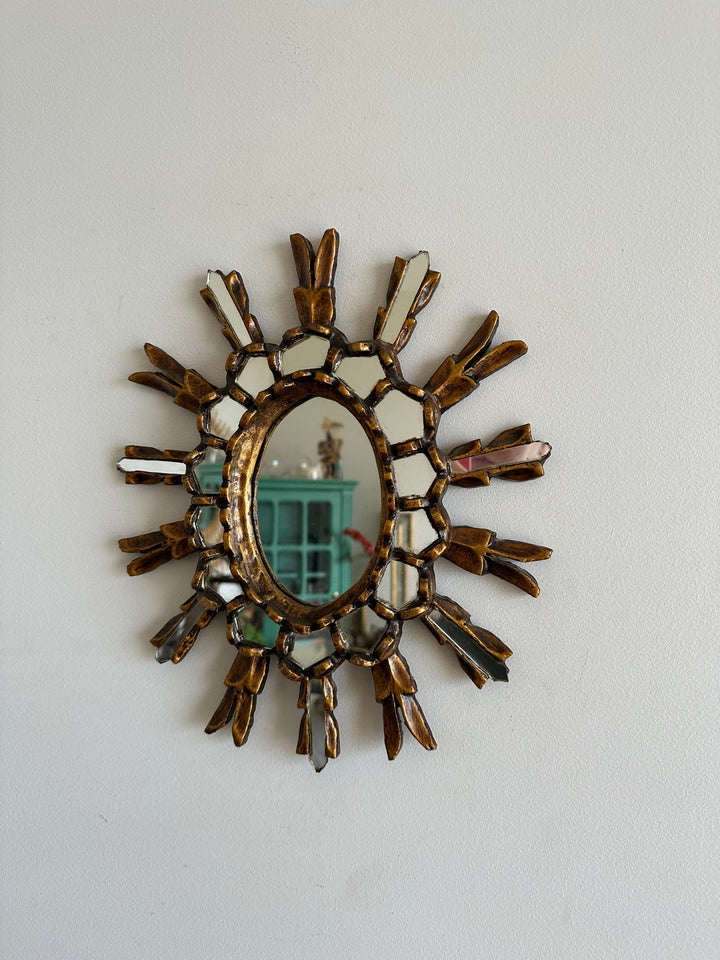 Miroir en bois doré en étoile