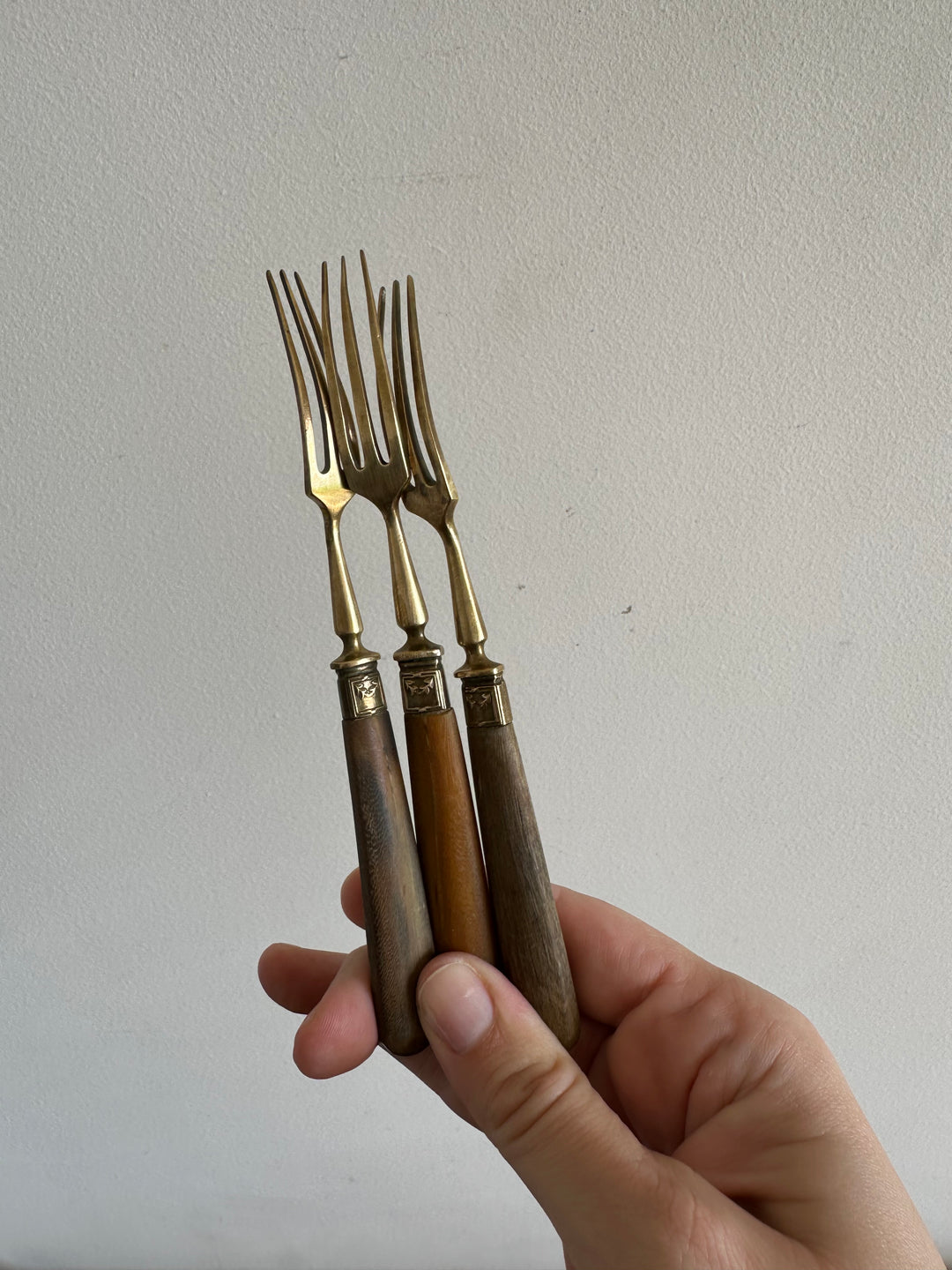 Fourchette à dessert en vermeil et corne