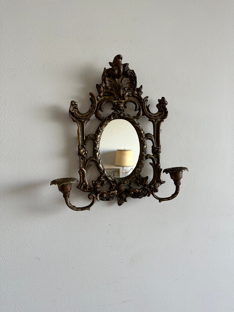 Miroir baroque en bronze bougeoirs amovibles
