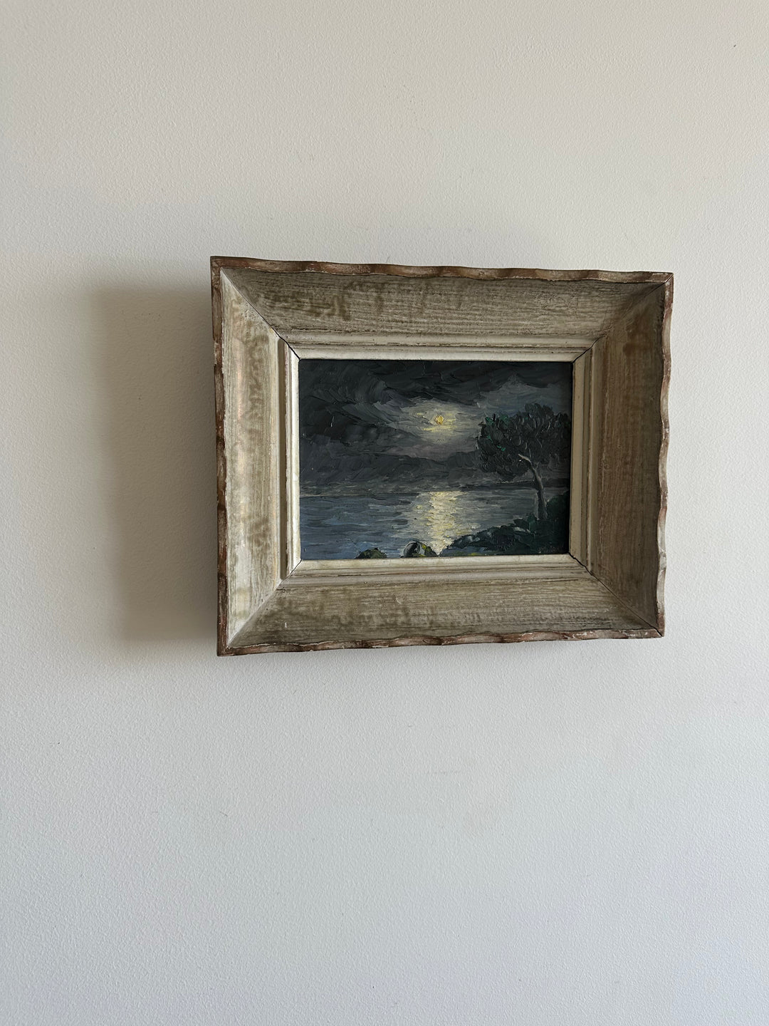 Peinture à l'huile bord de mer au clair de lune