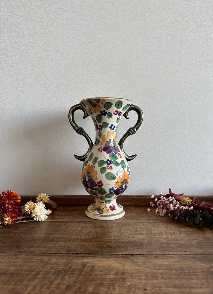 Vase en céramique émaillé peint à la main