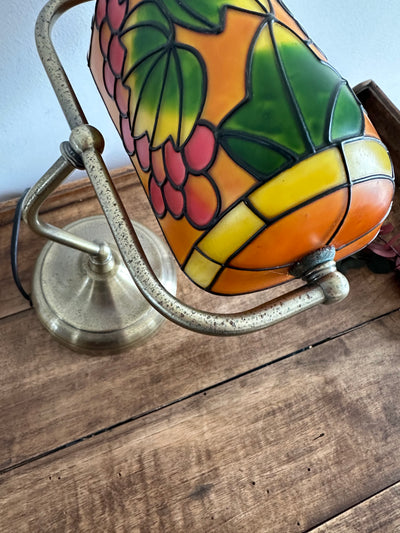 Lampe de notaire style tiffany's pâte de verre colorée