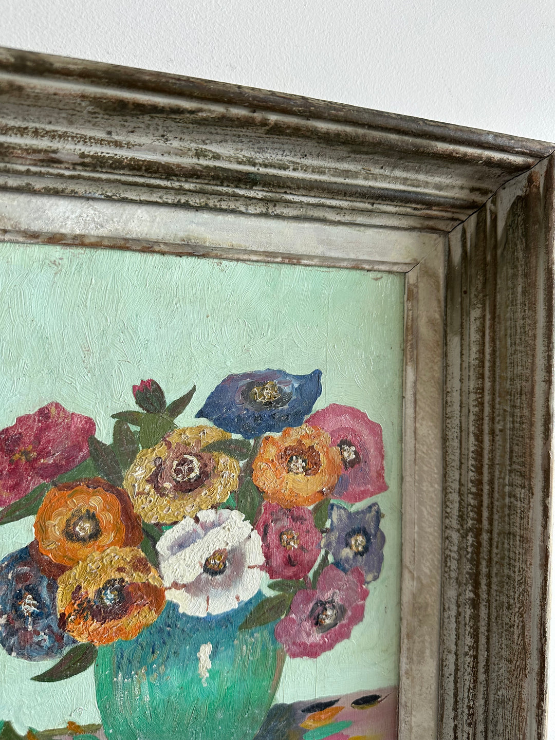 Peinture sur planche signée tons pastel années 60