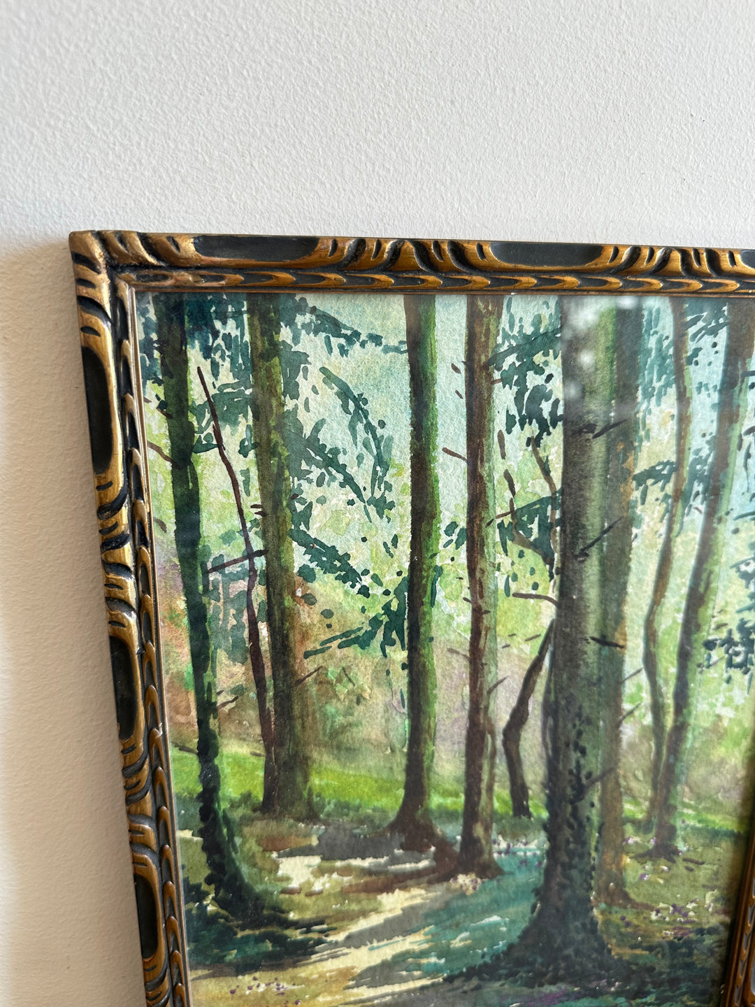 Aquarelle sous-bois signée année 1900
