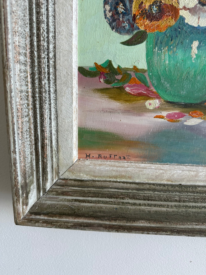 Peinture sur planche signée tons pastel années 60