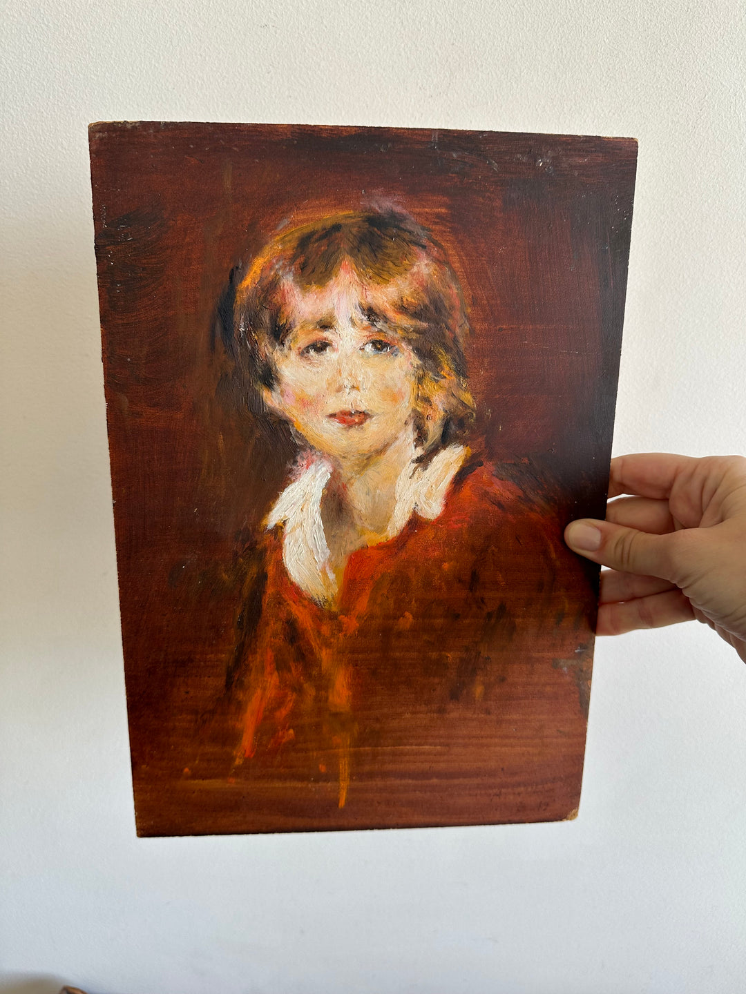 Peinture sur panneau d'après l'enfant en rouge par Lawrence