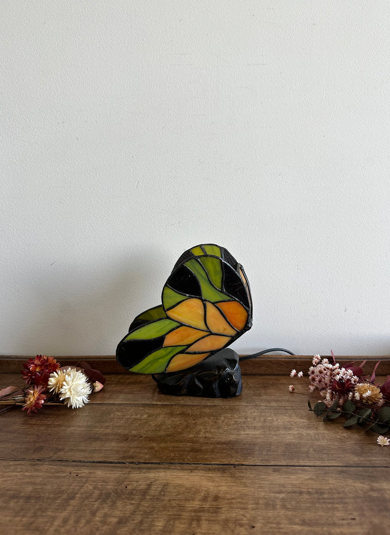Lampe de chevet papillon en pâte de verre