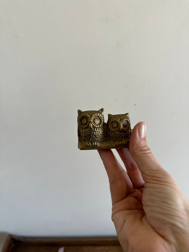 Hiboux en bronze doré à poser
