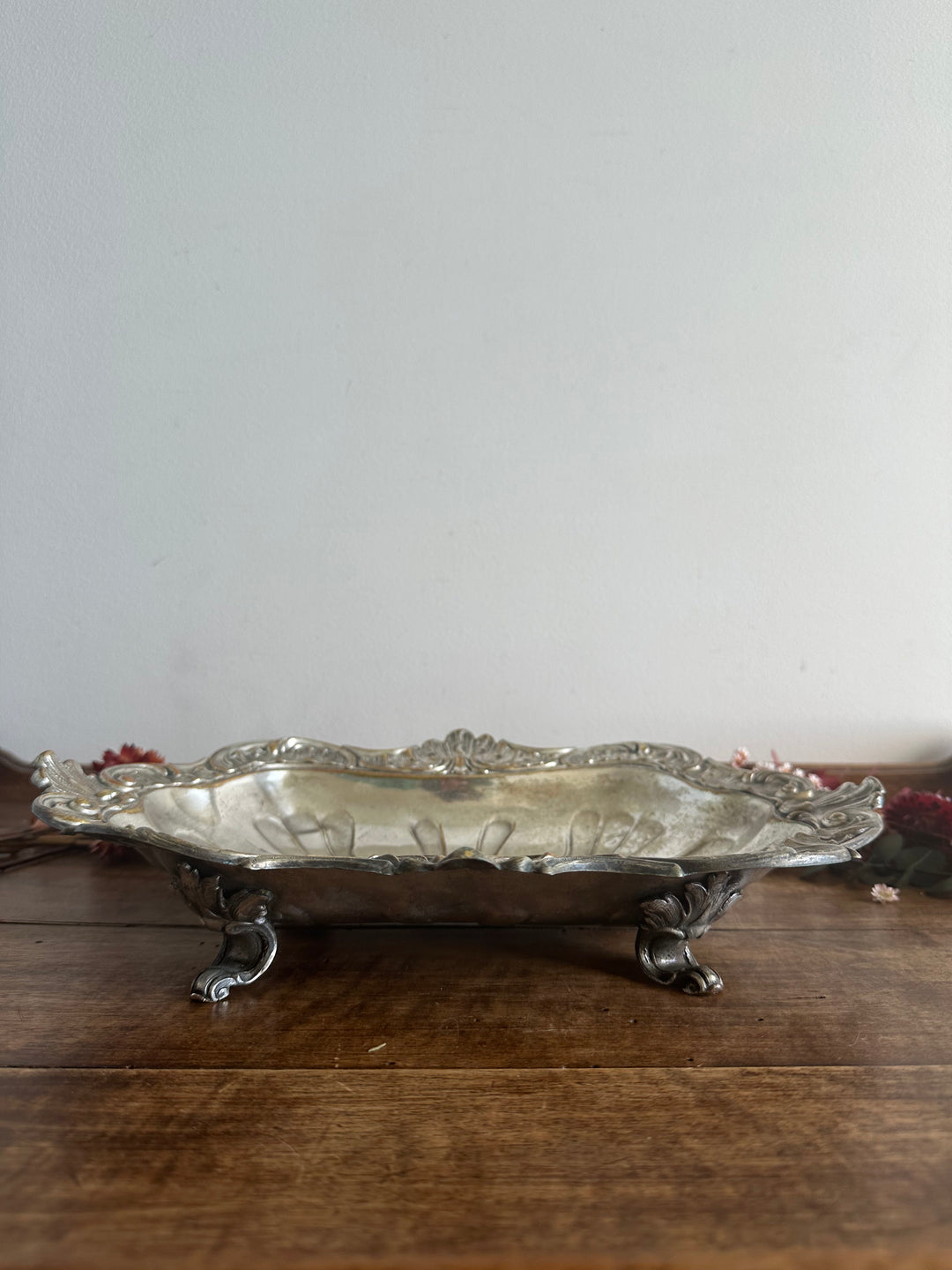 Vide poche Art Nouveau en alliage cuivre et métal argenté