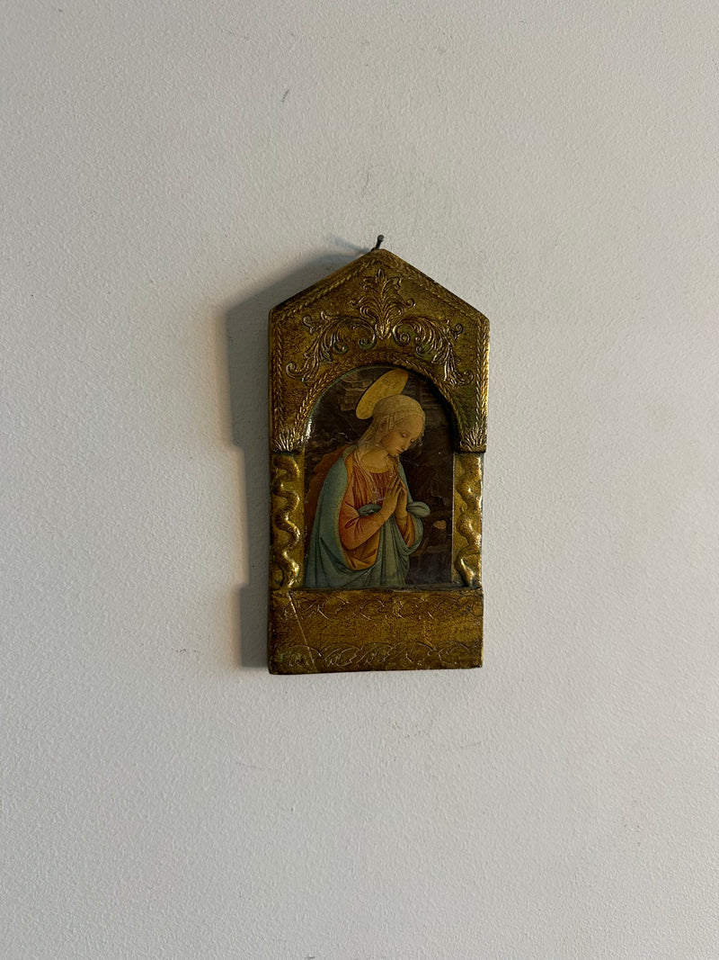 Icône religieuse en bois doré style florentin