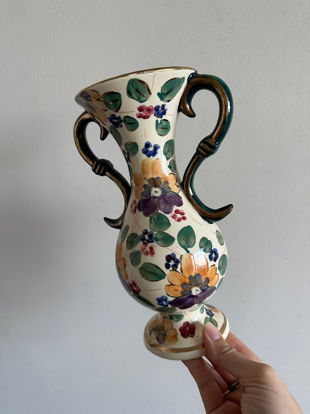 Vase en céramique émaillé peint à la main