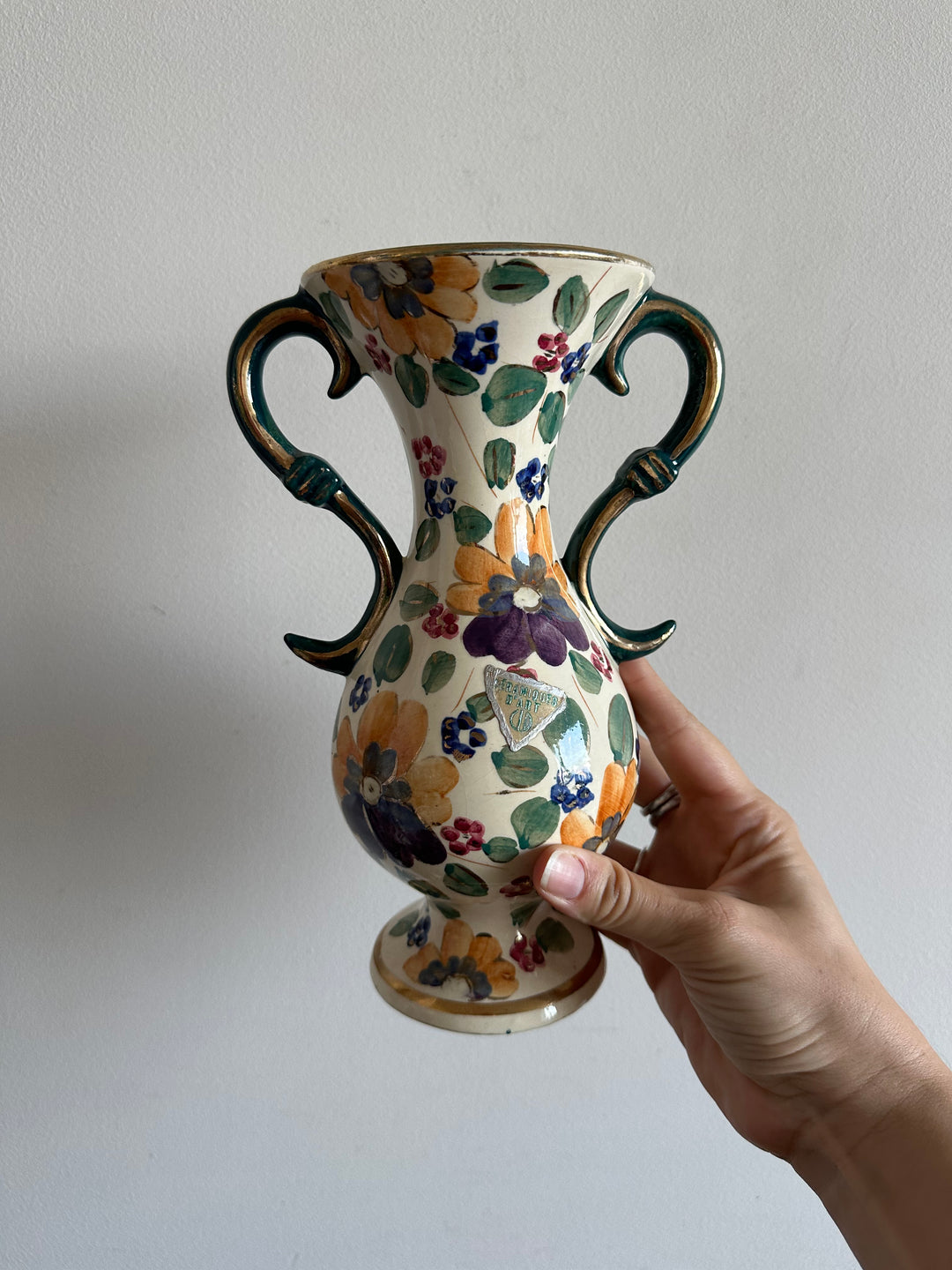 Vase en céramique émaillé peint à la main