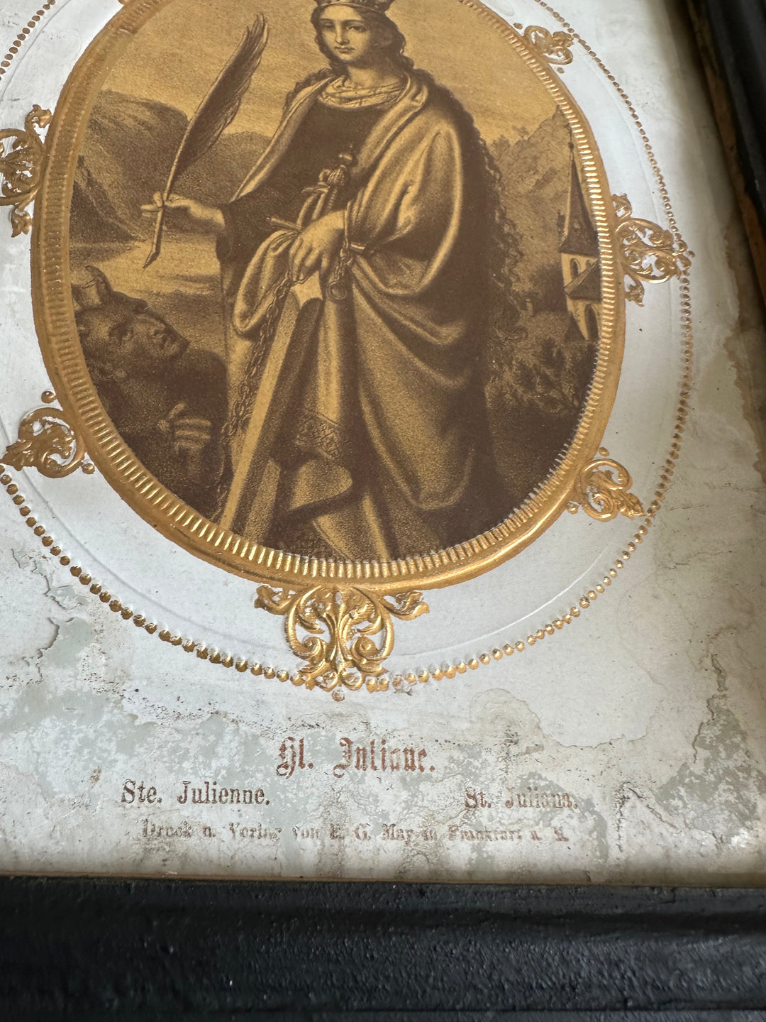 Représentation de Santa Juliana encadrée 1870